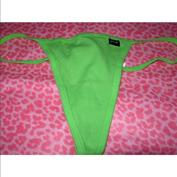 PINK Sexy V-String G-String Neon Green NWT - Picture 3 of 3